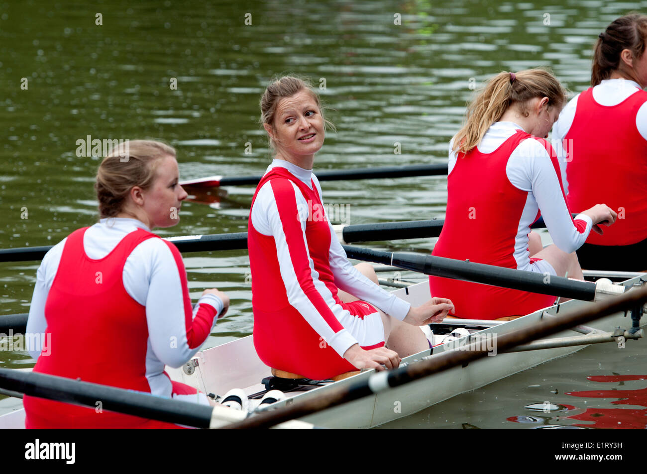 Oxford May Eights, a Regent`s Park College ladies eight, Oxford, UK Stock Photo